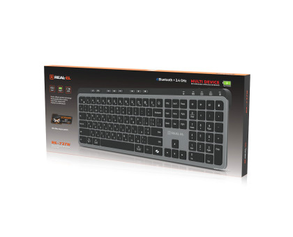 Клавіатура REAL-EL RK-737W бездротова мультимедійна, 2.4ГГц + Bluetooth, Li-Ion, Type-C, Scissors Key, чорно-сіра