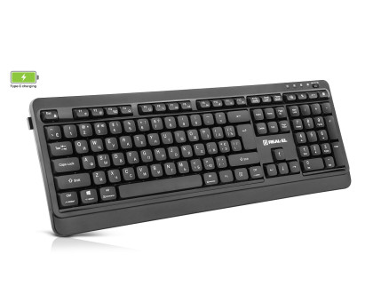 Клавіатура REAL-EL RK-760W бездротова мультимедійна, 2.4 ГГц, Li-Ion, USB Type-C, чорна