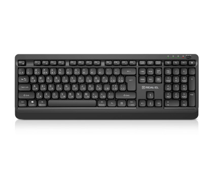 Клавіатура REAL-EL RK-760W бездротова мультимедійна, 2.4 ГГц, Li-Ion, USB Type-C, чорна