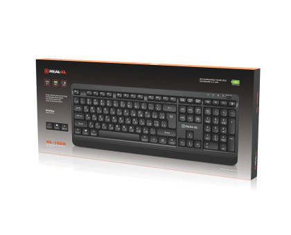 Клавіатура REAL-EL RK-760W бездротова мультимедійна, 2.4 ГГц, Li-Ion, USB Type-C, чорна