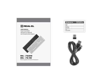 Клавіатура REAL-EL RK-760W бездротова мультимедійна, 2.4 ГГц, Li-Ion, USB Type-C, чорна