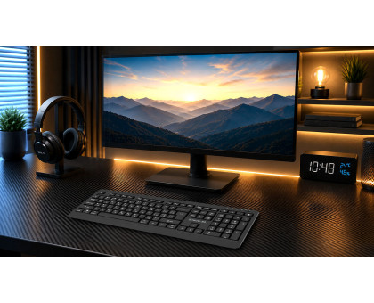 Клавіатура REAL-EL RK-760W бездротова мультимедійна, 2.4 ГГц, Li-Ion, USB Type-C, чорна