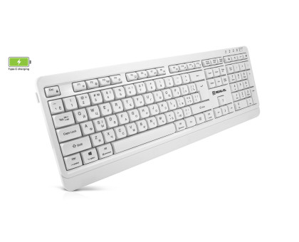 Клавіатура REAL-EL RK-761W бездротова мультимедійна, 2.4 ГГц, Li-Ion, USB Type-C, біла