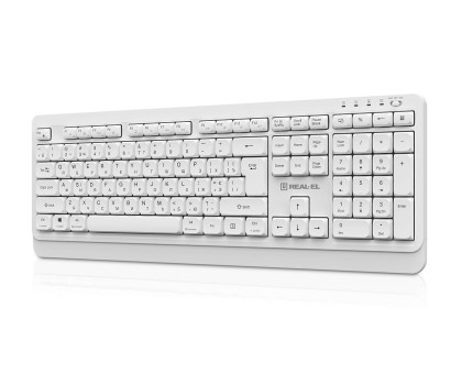 Клавіатура REAL-EL RK-761W бездротова мультимедійна, 2.4 ГГц, Li-Ion, USB Type-C, біла