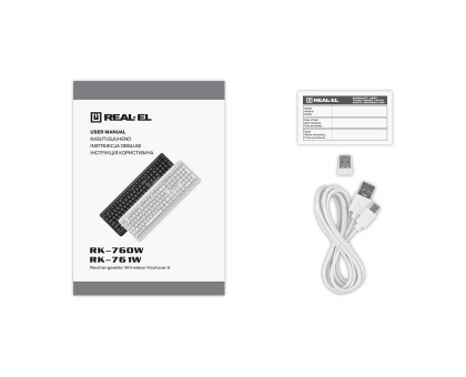 Клавіатура REAL-EL RK-761W бездротова мультимедійна, 2.4 ГГц, Li-Ion, USB Type-C, біла