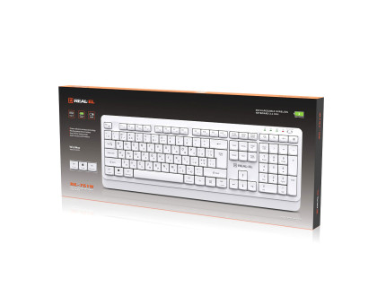 Клавіатура REAL-EL RK-761W бездротова мультимедійна, 2.4 ГГц, Li-Ion, USB Type-C, біла