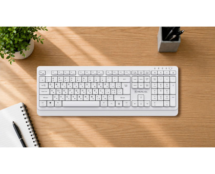 Клавіатура REAL-EL RK-761W бездротова мультимедійна, 2.4 ГГц, Li-Ion, USB Type-C, біла