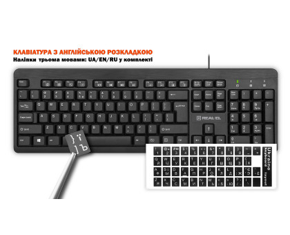 Комплект клавиатура+мышка REAL-EL Standard 504 Kit EN проводные черные