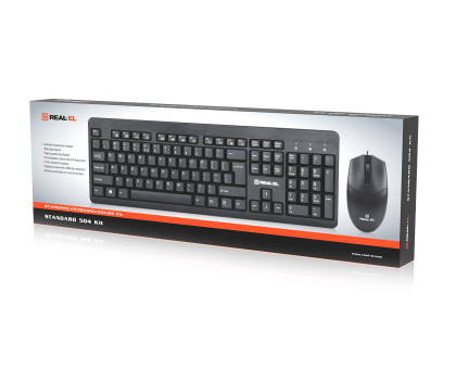 Комплект клавиатура+мышка REAL-EL Standard 504 Kit EN проводные черные