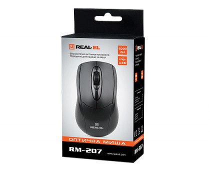 Мышка REAL-EL RM-207 USB черная УЦЕНКА