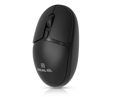 Мишка REAL-EL RM-335W, бездротова, вбудований акумулятор, чорна