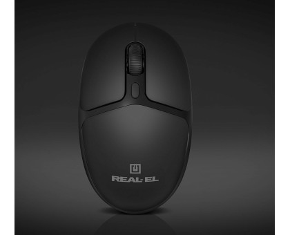 Мишка REAL-EL RM-335W, бездротова, вбудований акумулятор, чорна