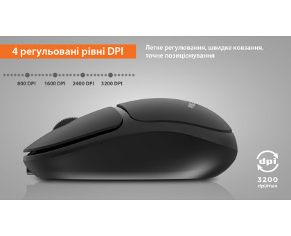 Мишка REAL-EL RM-335W, бездротова, вбудований акумулятор, чорна