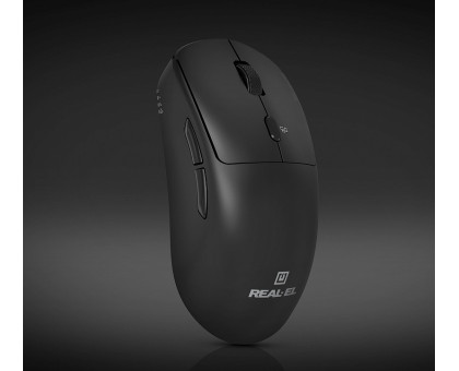 Мишка REAL-EL RM-355W, бездротова, вбудований акумулятор, чорна