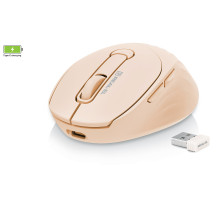 Мишка REAL-EL RM-370W, бездротова, вбудований акумулятор, тиха, бежева