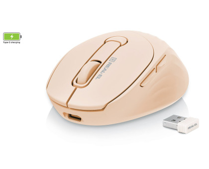 Мишка REAL-EL RM-370W, бездротова, вбудований акумулятор, тиха, бежева