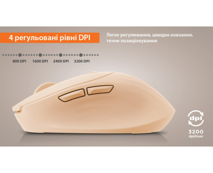 Мишка REAL-EL RM-370W, бездротова, вбудований акумулятор, тиха, бежева