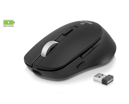 Мишка REAL-EL RM-380W, бездротова, вбудований акумулятор, тиха, чорна