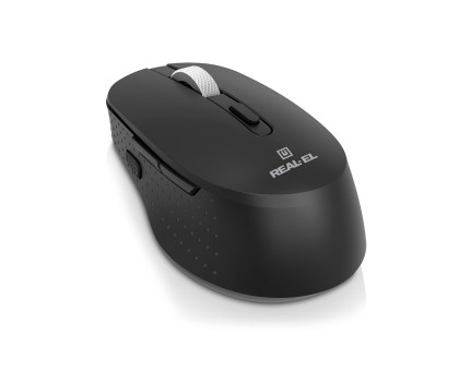Мишка REAL-EL RM-380W, бездротова, вбудований акумулятор, тиха, чорна