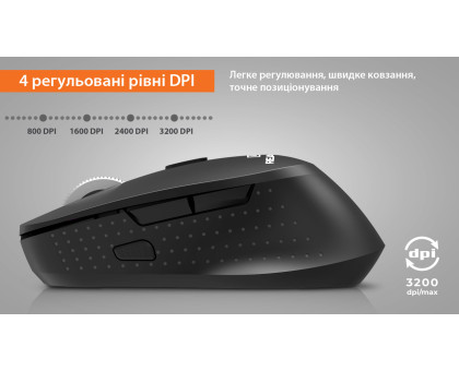 Мишка REAL-EL RM-380W, бездротова, вбудований акумулятор, тиха, чорна