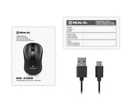 Мишка REAL-EL RM-450W (бездротова Bluetooth / 2.4 ГГц, з акумулятором та мультипідключенням)