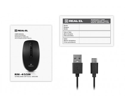 Мишка REAL-EL RM-455W (бездротова Bluetooth / 2.4 ГГц, з акумулятором та мультипідключенням)