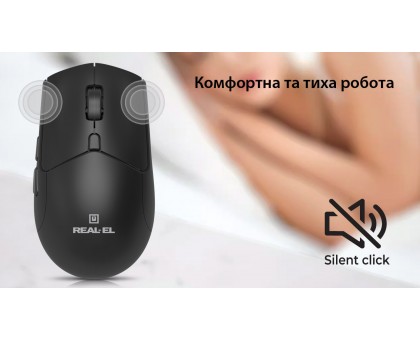 Мишка REAL-EL RM-460W (бездротова Bluetooth / 2.4 ГГц, з акумулятором та мультипідключенням)