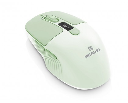 Мышка REAL-EL RM-481W (беспроводная Bluetooth / 2.4 ГГц, с аккумулятором и мультиподключением, светло-зеленая) Мышка REAL-EL RM-481W (беспроводная Bluetooth / 2.4 ГГц, с аккумулятором и мультиподключением, светло-зеленая)