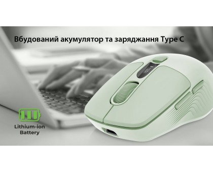 Мышка REAL-EL RM-481W (беспроводная Bluetooth / 2.4 ГГц, с аккумулятором и мультиподключением, светло-зеленая) Мышка REAL-EL RM-481W (беспроводная Bluetooth / 2.4 ГГц, с аккумулятором и мультиподключением, светло-зеленая)