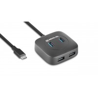 USB концентратор REAL-EL CQ-407, Type-C, 4 порта USB 3.0, чорний