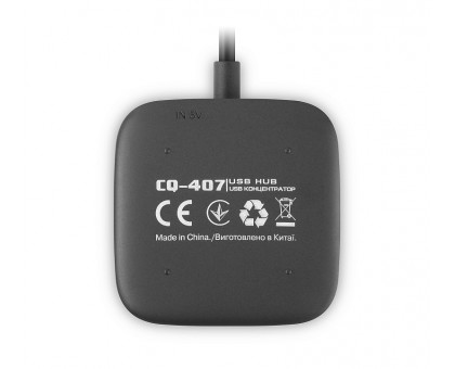 USB концентратор REAL-EL CQ-407, Type-C, 4 порта USB 3.0, чорний