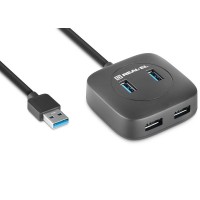 USB концентратор REAL-EL HQ-187, 4 порта USB 3.0, черный