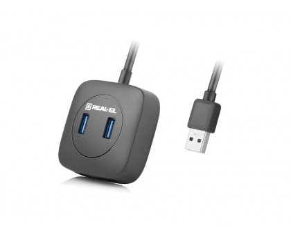 USB концентратор REAL-EL HQ-187, 4 порта USB 3.0, чорний