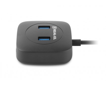 USB концентратор REAL-EL HQ-187, 4 порта USB 3.0, чорний