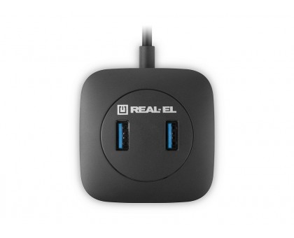 USB концентратор REAL-EL HQ-187, 4 порта USB 3.0, чорний