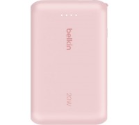 Belkin Акумулятор портативний літій-іонний Power Bank 10000мА·год, 20Вт, з інтегрованим кабелем USB-C, рожевий