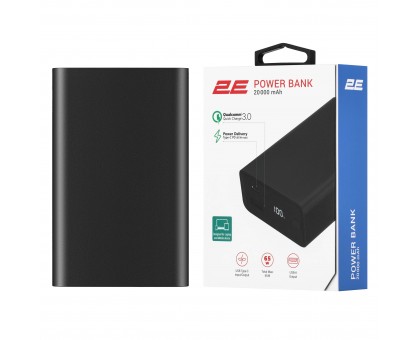 2E Акумулятор портативний літій-іонний Power Bank 20000мА·год, 65Вт, PD, QC, чорний 2E Акумулятор портативний літій-іонний Power Bank 20000мА·год, 65Вт, PD, QC, чорний