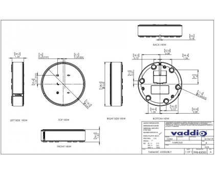 Vaddio Мікрофон настільний Vaddio TableMIC чорний Vaddio Мікрофон настільний Vaddio TableMIC чорний