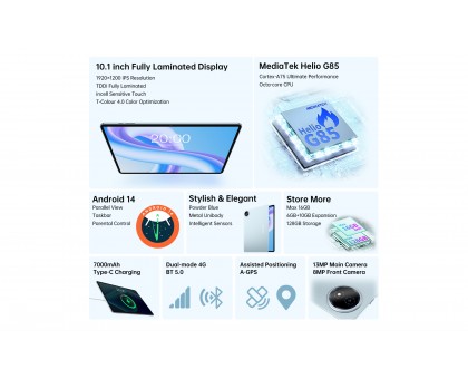 Планшет Teclast M50 Plus 10.1" 6ГБ, 128ГБ, LTE, 7000мА•год, Android, блакитний Планшет Teclast M50 Plus 10.1" 6ГБ, 128ГБ, LTE, 7000мА•год, Android, блакитний