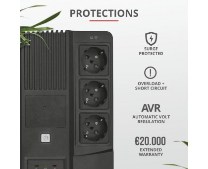Джерело безперебійного живлення Trust Maxxon 800VA UPS with 6 standard wall power outlets BLACK Джерело безперебійного живлення Trust Maxxon 800VA UPS with 6 standard wall power outlets BLACK