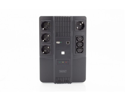 Источник бесперебойного питания DIGITUS All-in-One, 800VA/480W, LED, 4xSchuko+3xC13, RJ45, USB Источник бесперебойного питания DIGITUS All-in-One, 800VA/480W, LED, 4xSchuko+3xC13, RJ45, USB
