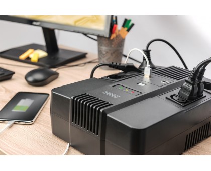 Источник бесперебойного питания DIGITUS All-in-One, 800VA/480W, LED, 4xSchuko+3xC13, RJ45, USB Источник бесперебойного питания DIGITUS All-in-One, 800VA/480W, LED, 4xSchuko+3xC13, RJ45, USB