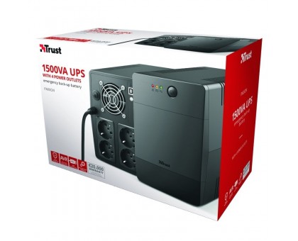 Джерело безперебійного живлення Trust Paxxon 1500VA UPS with 4 standard wall power outlets BLACK Джерело безперебійного живлення Trust Paxxon 1500VA UPS with 4 standard wall power outlets BLACK