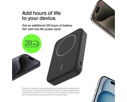 Портативное зарядное устройство Power Bank Belkin 8000мАч, MagSafe Wireless, черный Портативное зарядное устройство Power Bank Belkin 8000мАч, MagSafe Wireless, черный