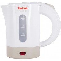 Электрочайник Tefal Travel-o-city 0.5л, Strix, пластик, в комплекте 
2 стакана + 2ложки, бело-бежевый