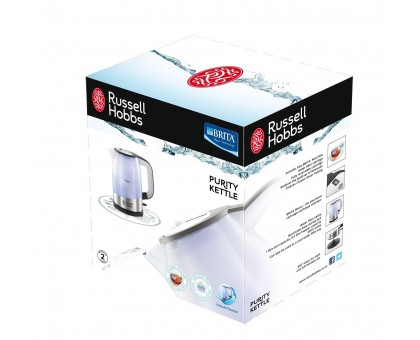 Электрочайник Russell Hobbs Purity 1л, стекло, с фильтром Brita, серебристо-черный Электрочайник Russell Hobbs Purity 1л, стекло, с фильтром Brita, серебристо-черный
