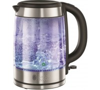 Электрочайник Russell Hobbs Glass, 1.7л, стекло, подсветка, серебристо-черный