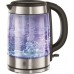 Электрочайник Russell Hobbs Glass, 1.7л, стекло, подсветка, серебристо-черный