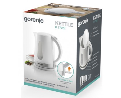 Електрочайник Gorenje 1.7л, пластик, білий Електрочайник Gorenje 1.7л, пластик, білий