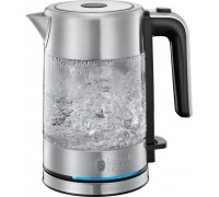 Электрочайник Russell Hobbs Compact Home 0.8л, стекло, подсветка, серебристо-черный